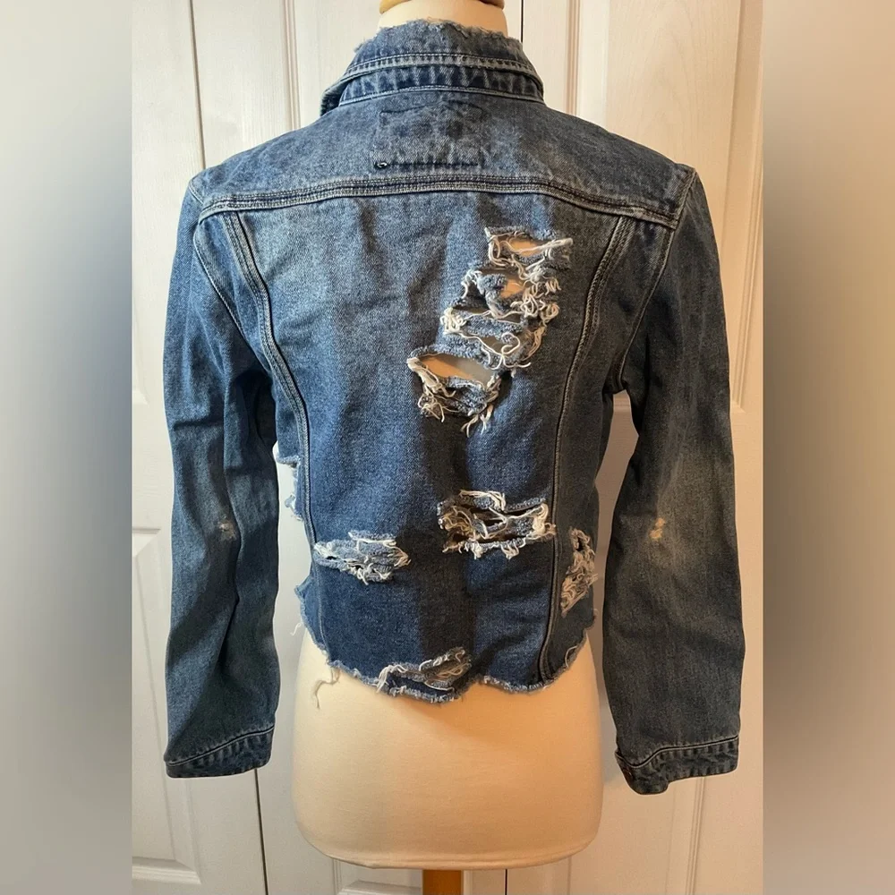 Girls Large Women’s‎ XS Duck Head Distressed Denim Jacket